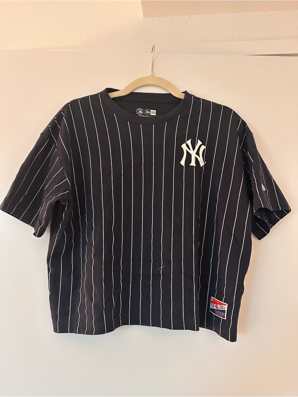New Era Navy White Pinstripe NY Logo Tee